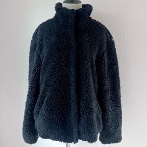 Pacsun Black Sherpa Zip-Up Jacket